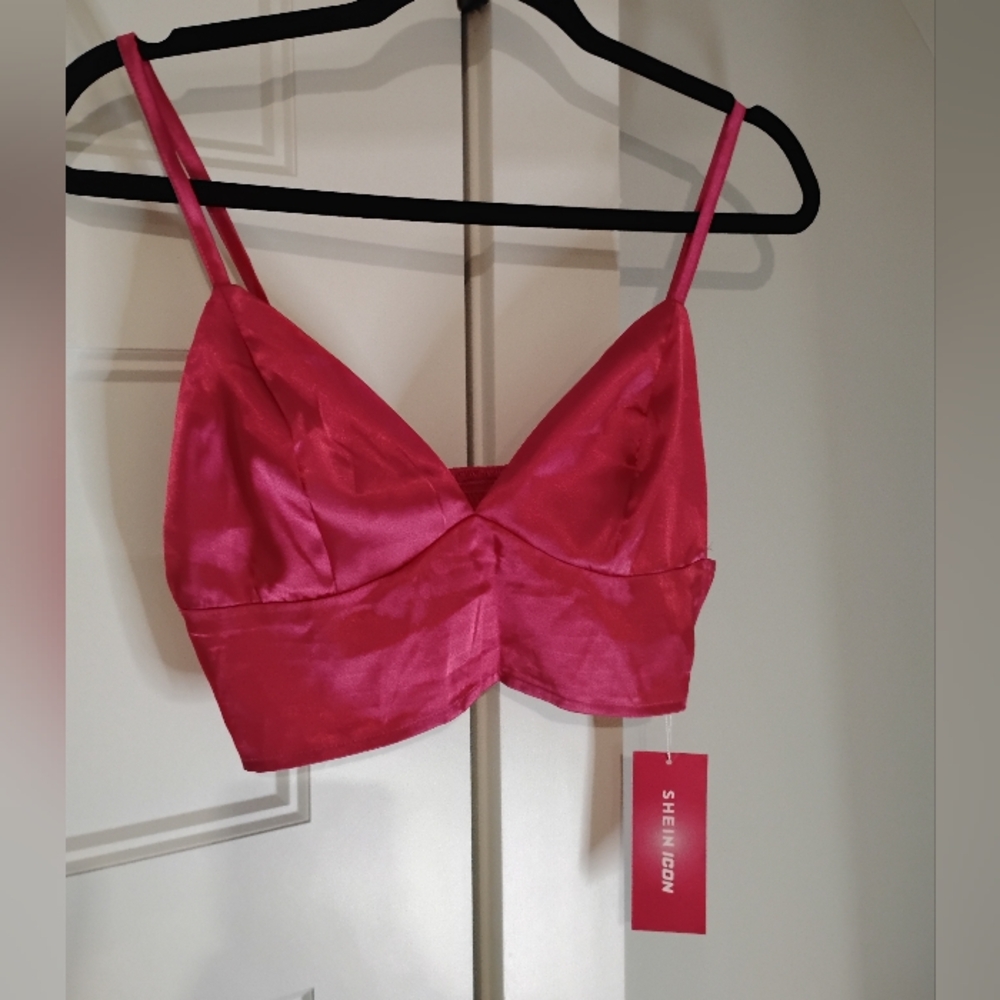 SHEIN Pink Satin Bra Top